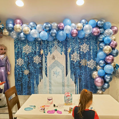 Winter Wonderland Schneeflocken Luftballons Deko Set 99er Pack Blau Weiß Silber Violett