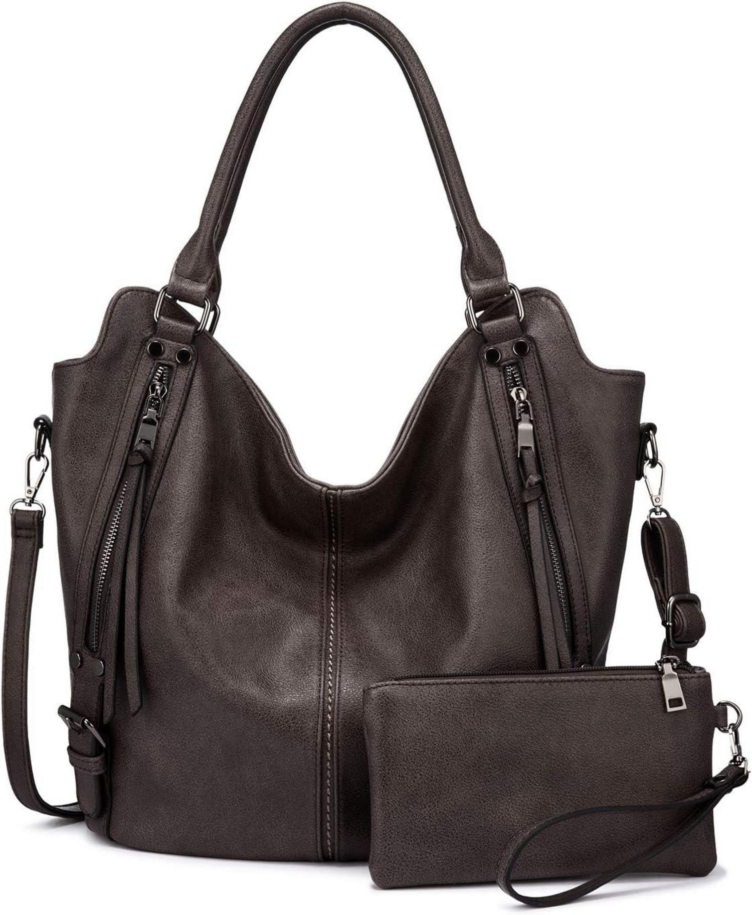 Damen Handtaschen Set Groß Leder Umhängetasche Schultertasche Hobo