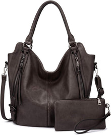 Damen Handtaschen Set Groß Leder Umhängetasche Schultertasche Hobo