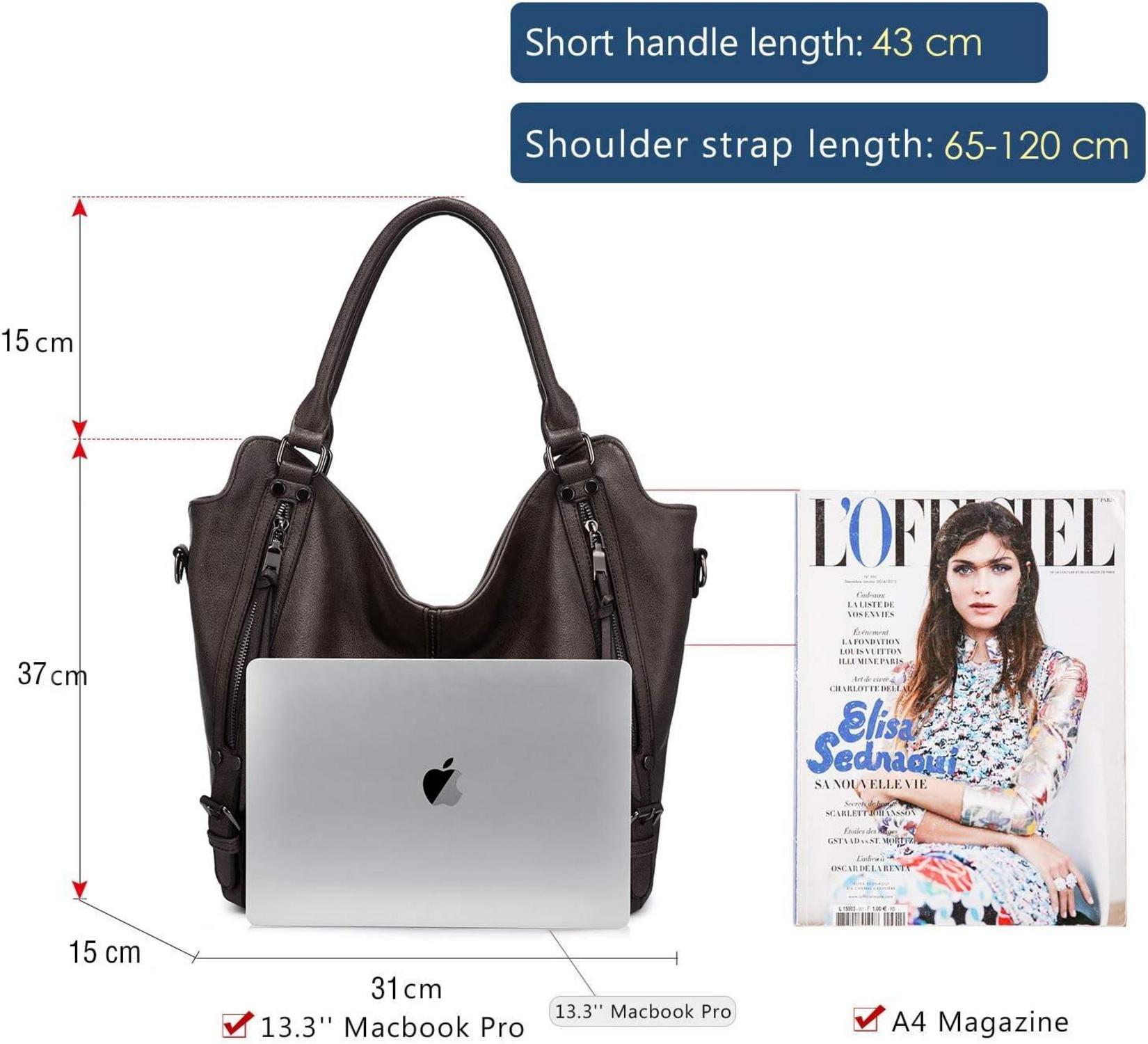 Realer Damen Handtaschen Set Schultertasche 2pcs Grau Braun