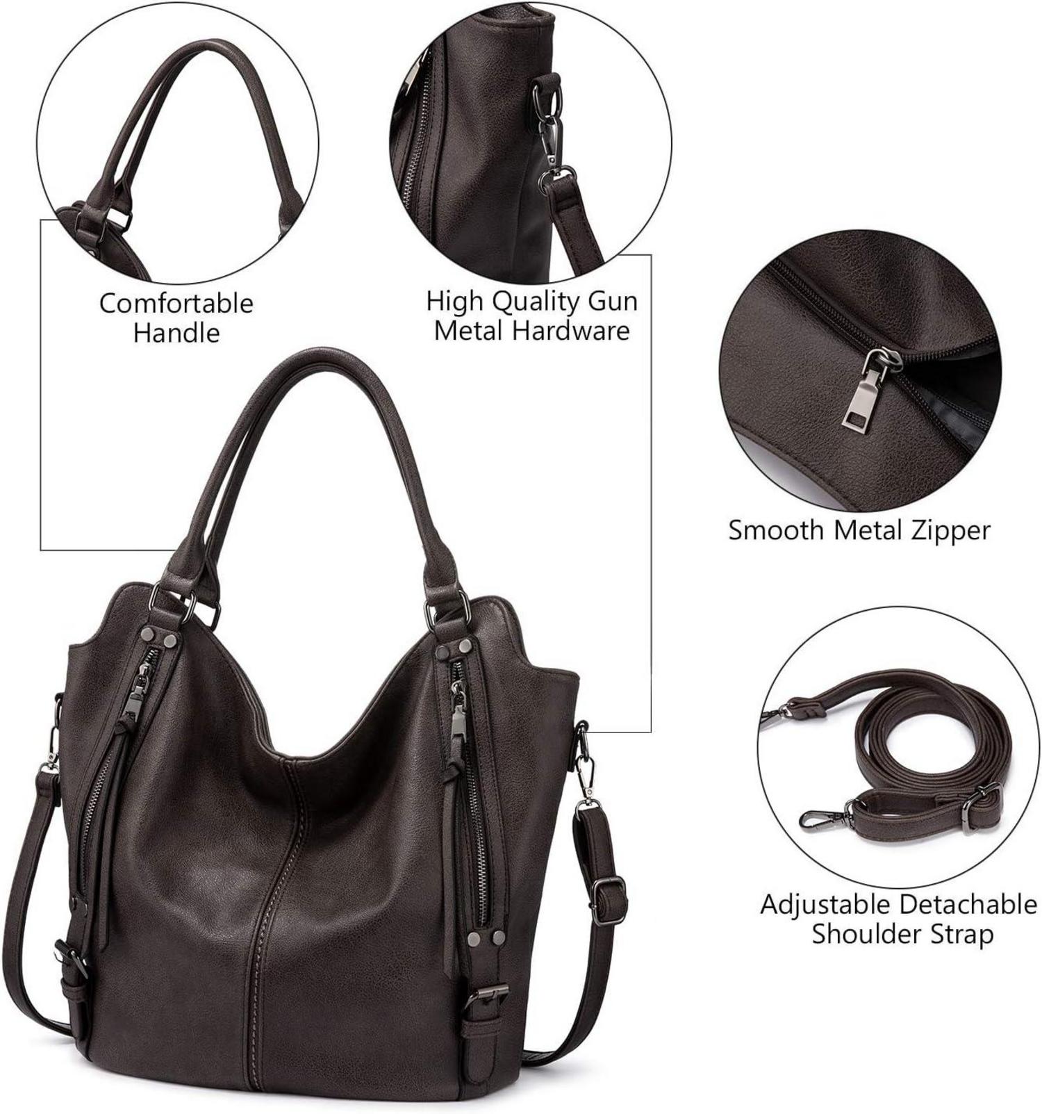 Damen Handtaschen Set Groß Leder Umhängetasche Schultertasche Hobo