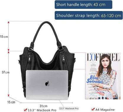 Realer Damen Handtaschen Set Groß Schwarz 2-teilig