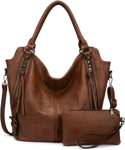Großer Damen Shopper in Braun mit Geldbörse im Set