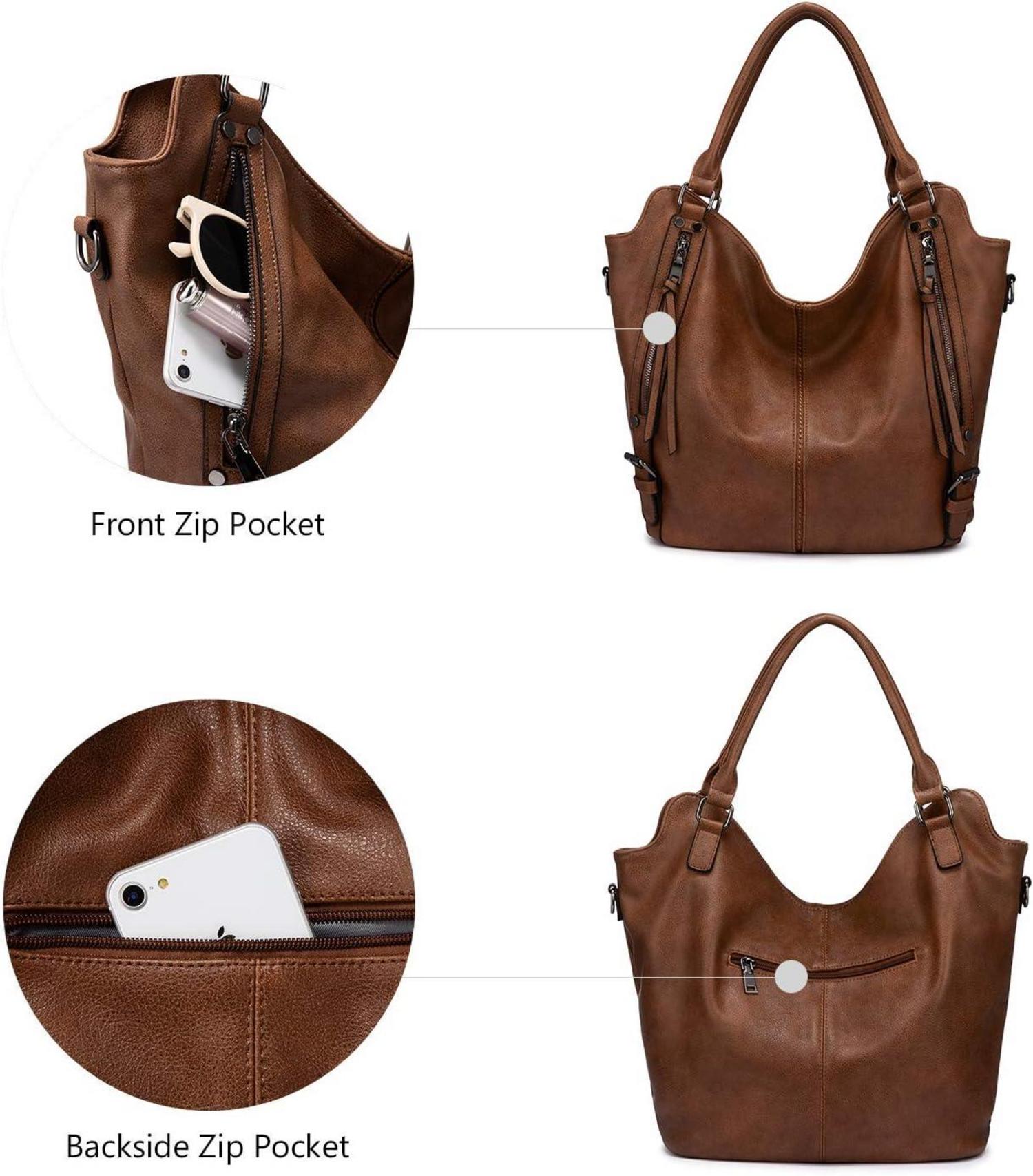 Große Damen Handtasche Schultertasche Umhängetasche Set 2-teilig Braun