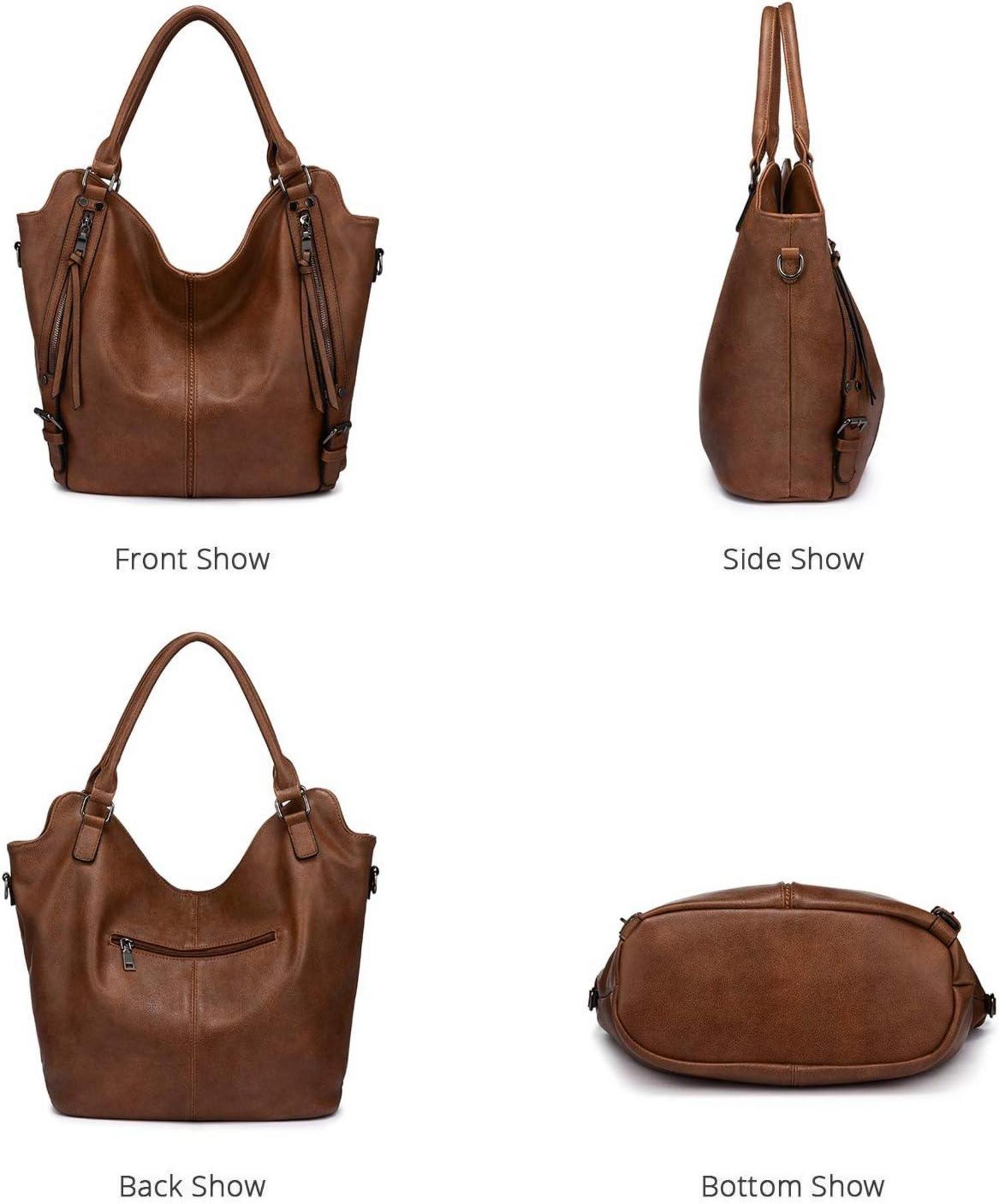 Große Damen Handtasche Schultertasche Umhängetasche Set 2-teilig Braun