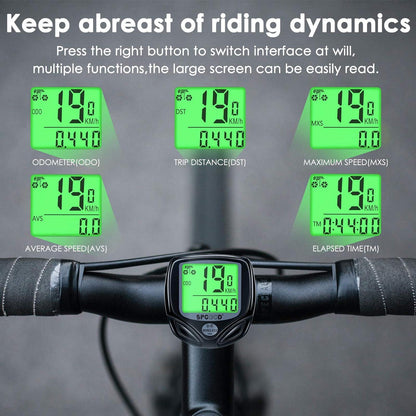 Fahrradcomputer Kabellos IP54 wasserdicht 16 Funktionen LCD