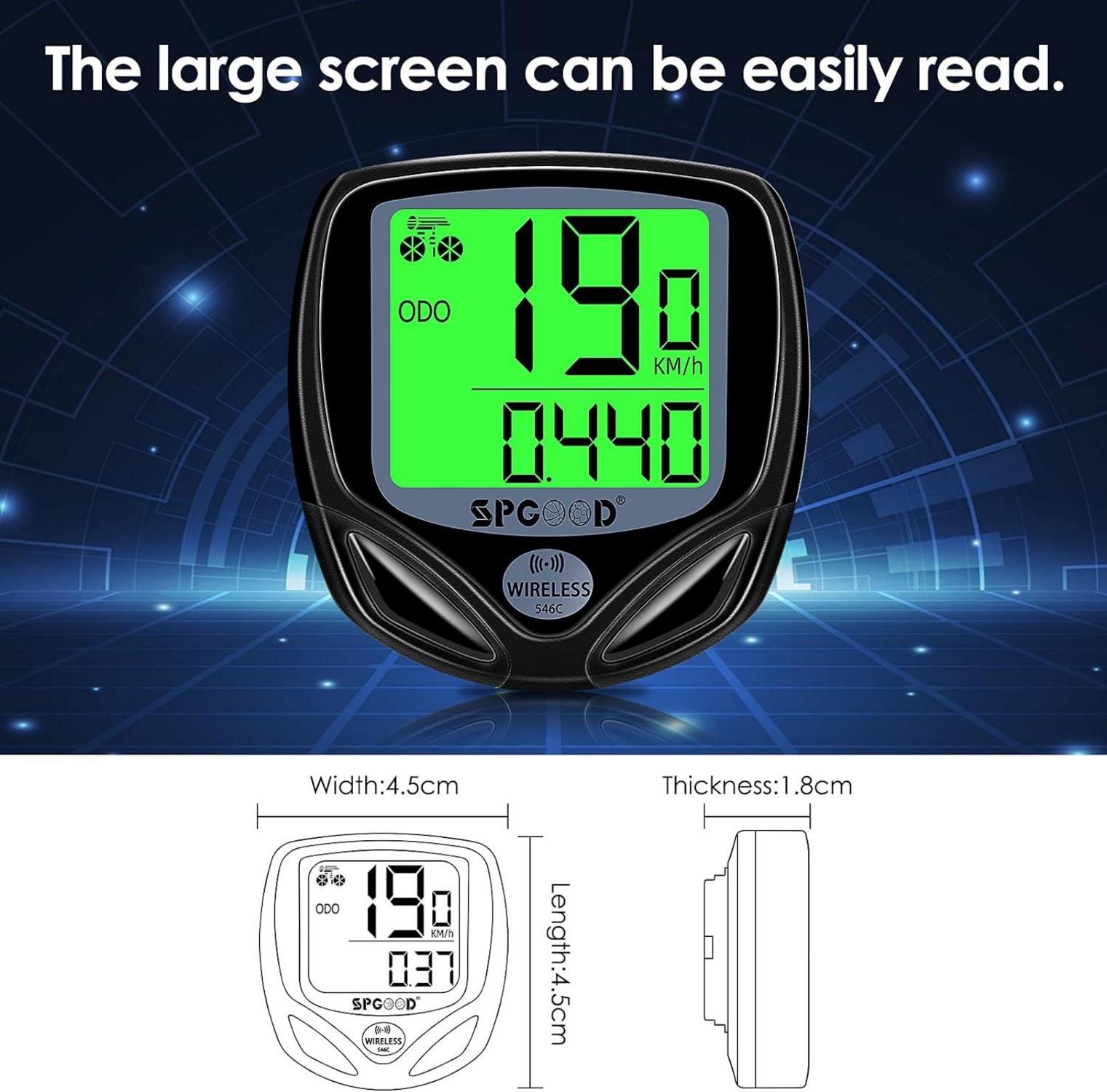 Fahrradcomputer Kabellos IP54 wasserdicht 16 Funktionen LCD Schwarz
