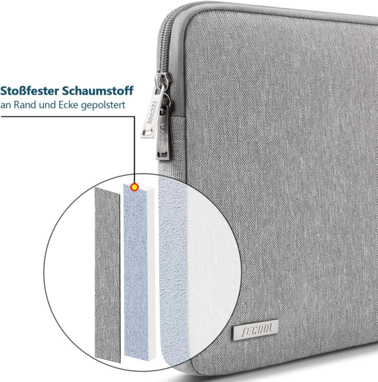 TECOOL 13,3 Zoll Laptop Tasche Hülle für MacBook Pro Air 13 Zoll, 14 Zoll Pro Stoßfeste Schutzhülle Grau