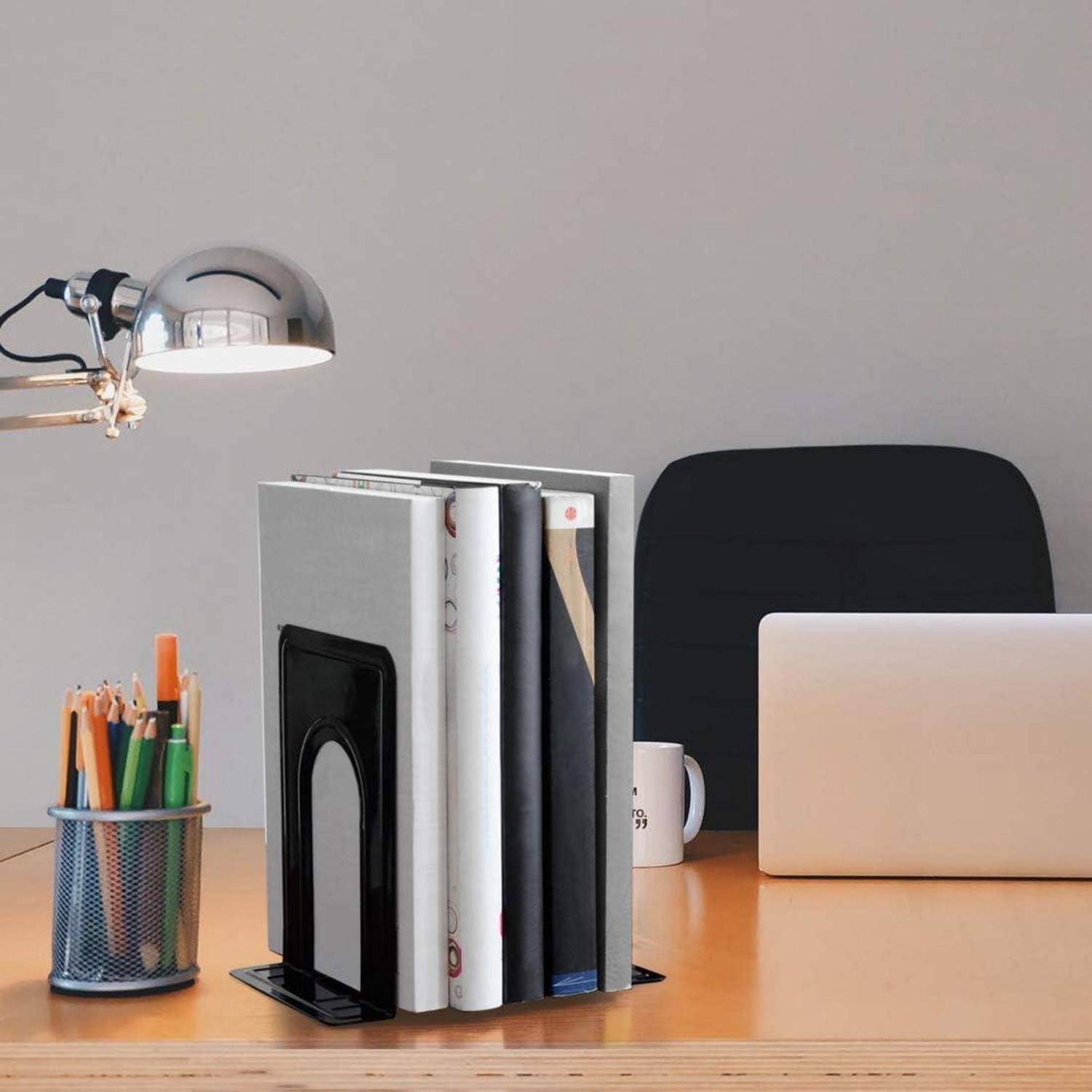 Qualsen Metall-Buchstützen 4er Set Schwarz 19x12x15cm