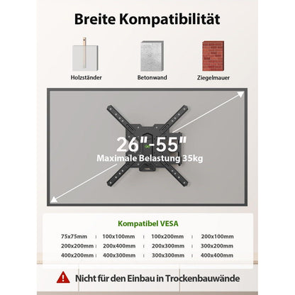 TV Wandhalterung Schwenkbar Neigbar für 26-55 Zoll