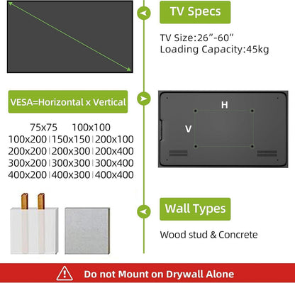 USX-MOUNT TV Wandhalterung Neigbar für 26-60 Zoll