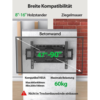 Schwenkbare TV Wandhalterung für 47-84 Zoll LED LCD Plasma