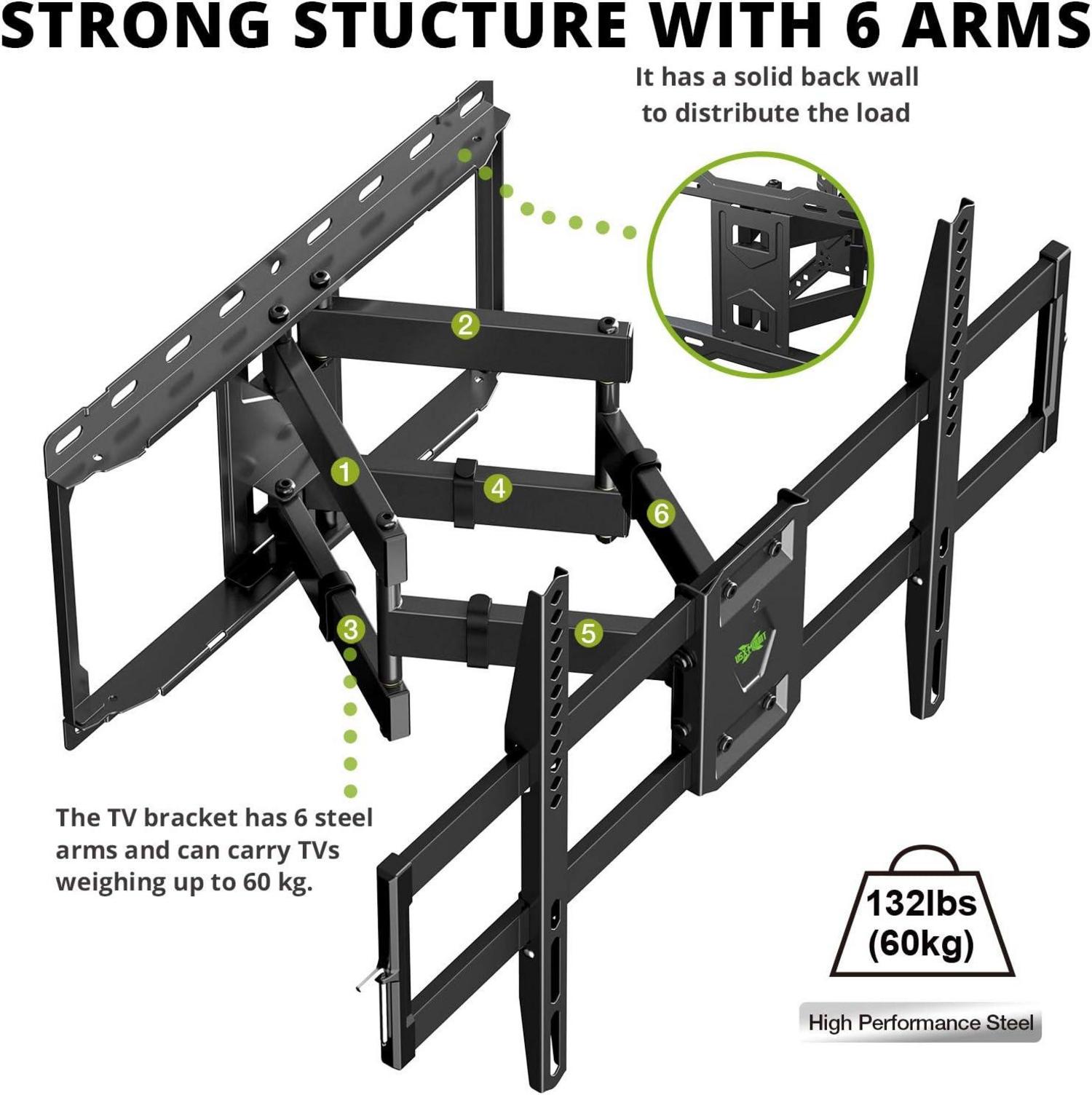 TV Wandhalterung Schwenkbar Neigbar 47-84 Zoll VESA 600x400mm Bis 60kg