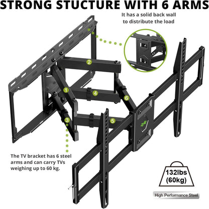 TV Wandhalterung Schwenkbar Neigbar 47-84 Zoll VESA 600x400mm Bis 60kg