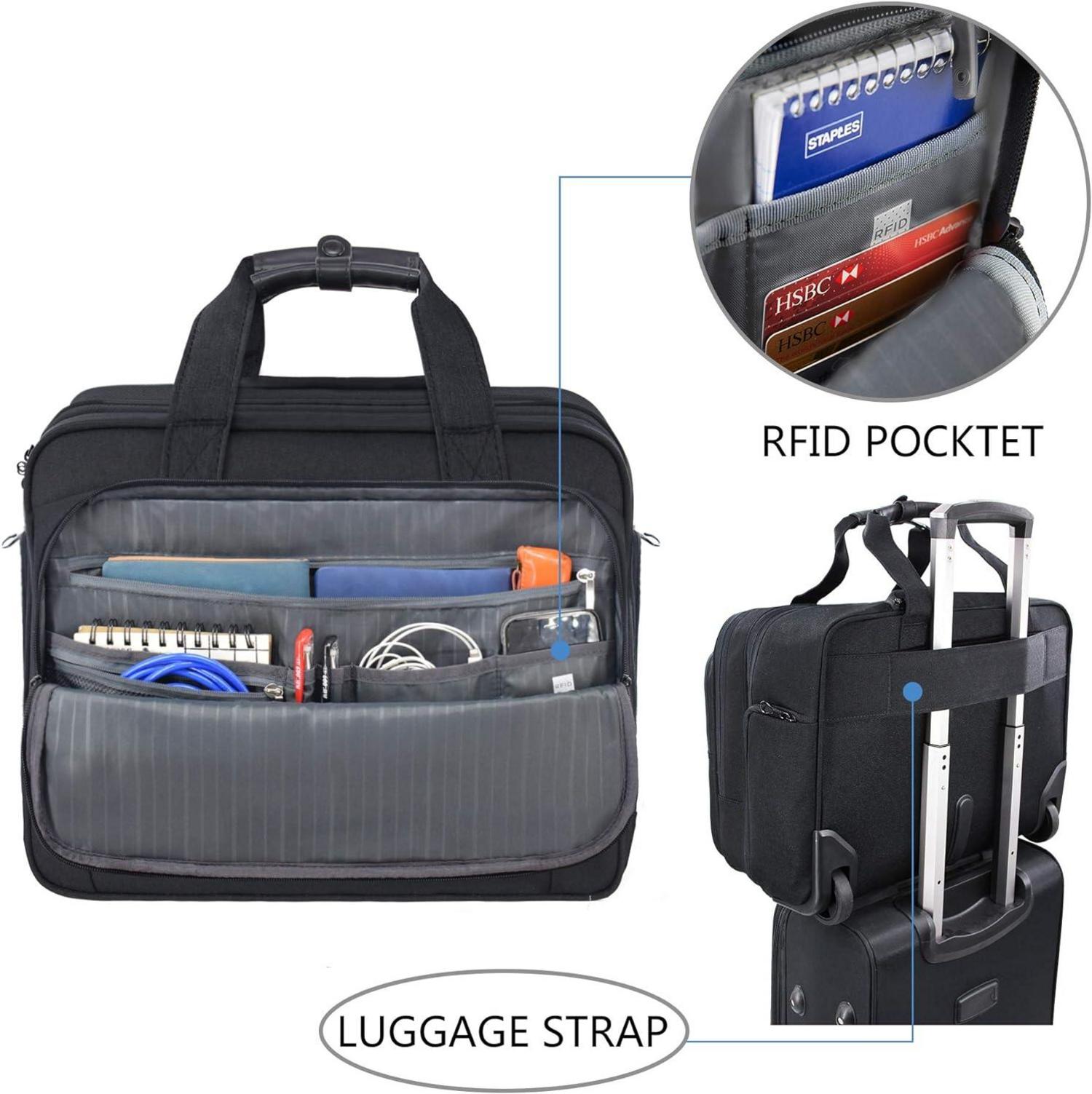 KROSER Trolley Business Handgepäck Koffer Rolling Case wasserdichte Übernacht-Rolltasche RFID für Reisen Männer Frauen Schwarz