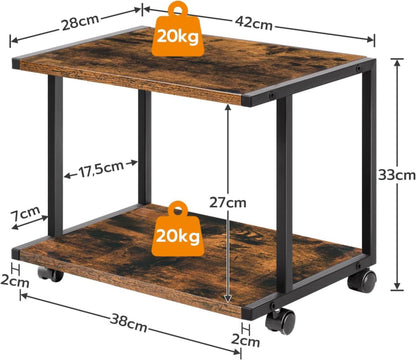 Druckertisch Druckerständer verstellbare Füße arretierbare Räder 42x28x33cm