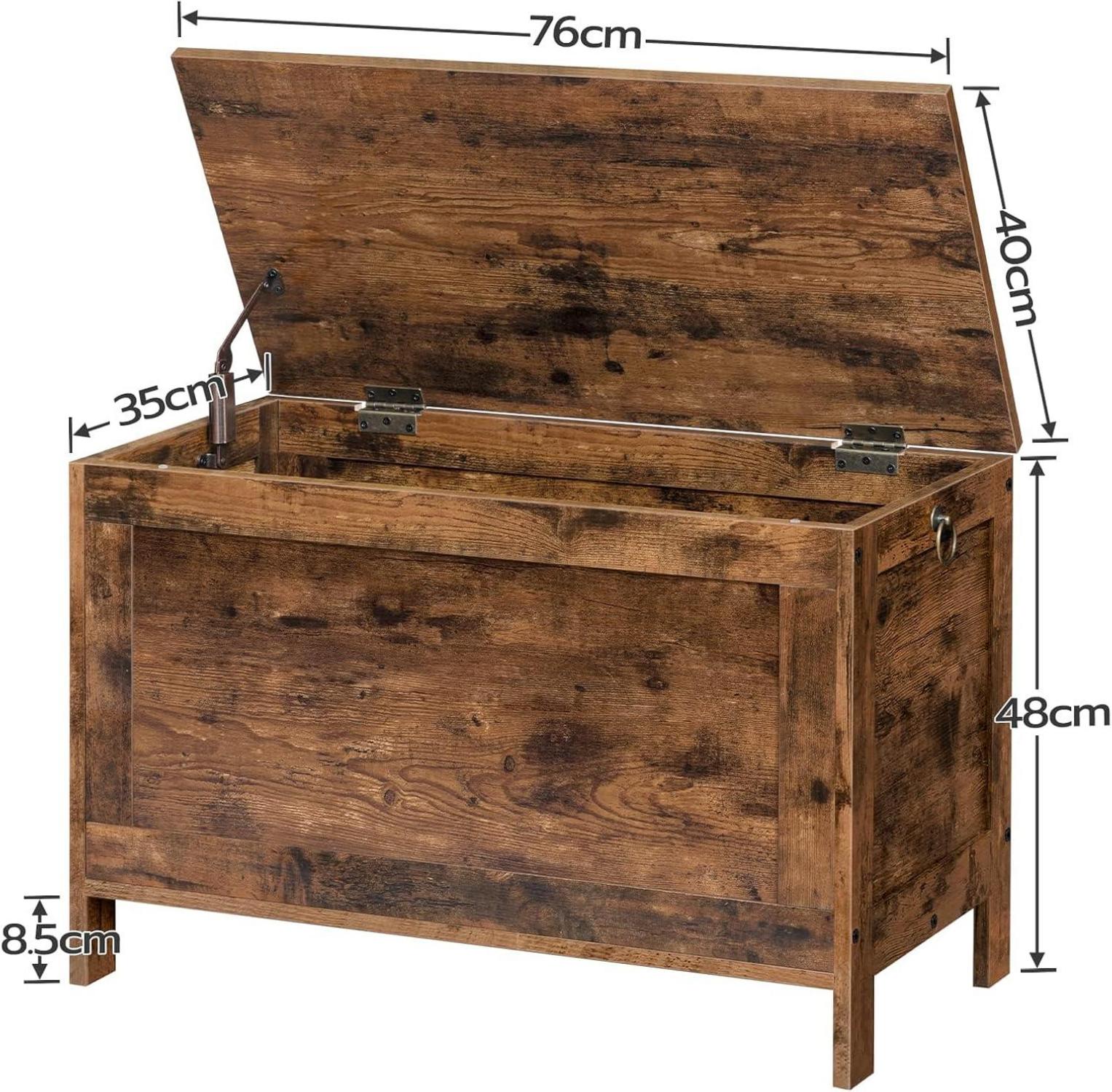 HOOBRO Truhe Sitzbank Spielzeugtruhe Schuhbank 75 cm Dunkelbraun