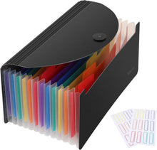 Ordnungsmappe mit 13 Fächern - Regenbogenmuster, PP-Material, 26x13cm
