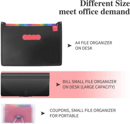 Uquelic Ordnungsmappe mit Regenbogen-Stil und 13 Fächern Schwarz