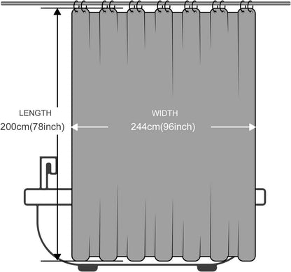 Grauer Duschvorhang Überlänge Antibakteriell wasserdicht 244x200cm