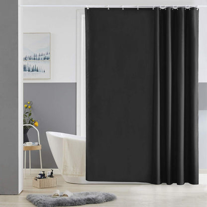 Duschvorhang 180x180 Schwarz Polyester Stoff wasserabweisend mit 12