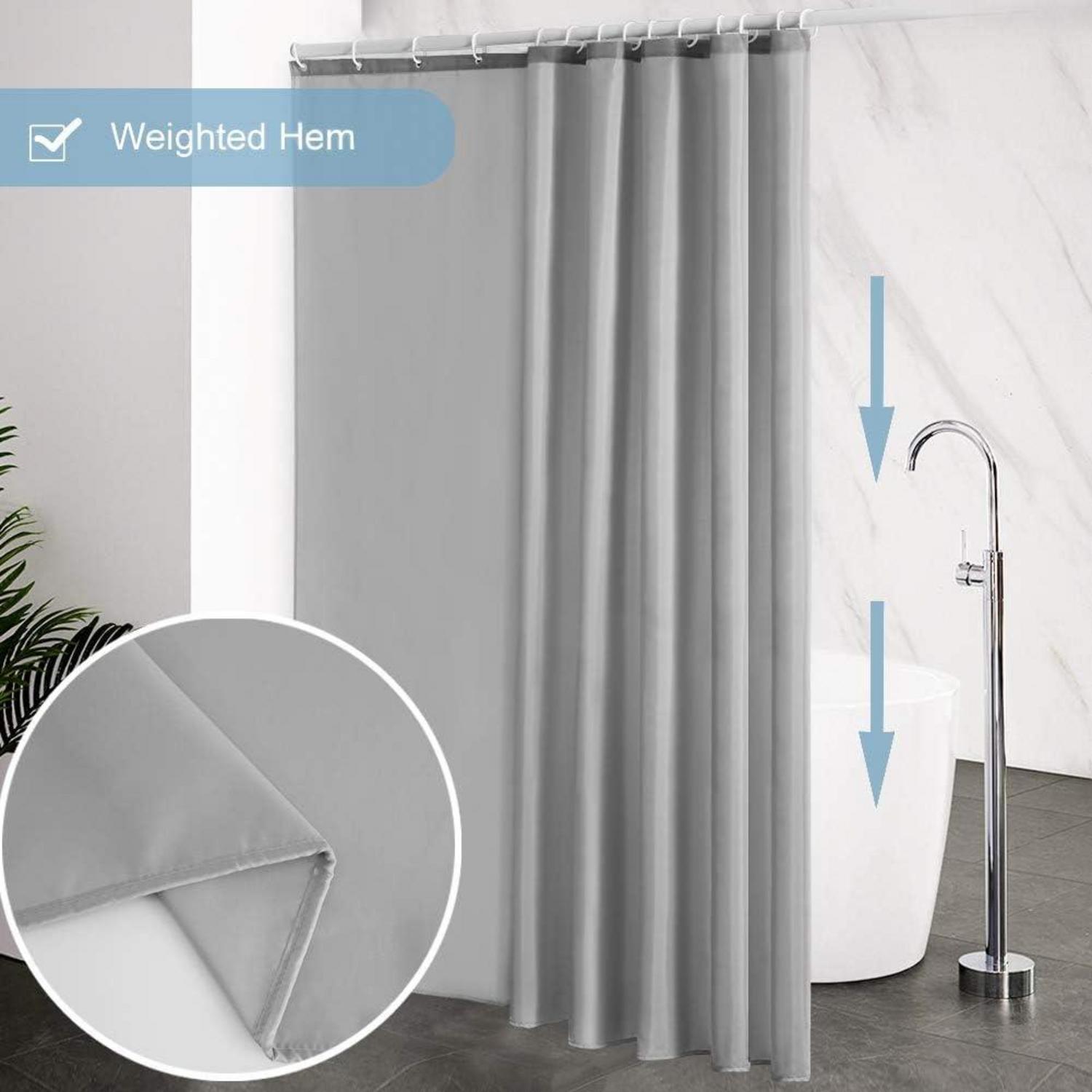 Duschvorhang Überlänge Textil Antibakteriell Waschbar Grau 200x240cm