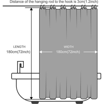 Duschvorhang Weiß 180x180cm Anti-Schimmel Wasserdicht Stoff