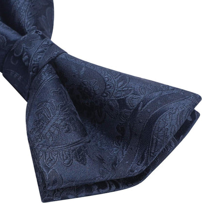 Herren Paisley Fliege Einstecktuch Manschettenknöpfe Set Blau Hochzeit