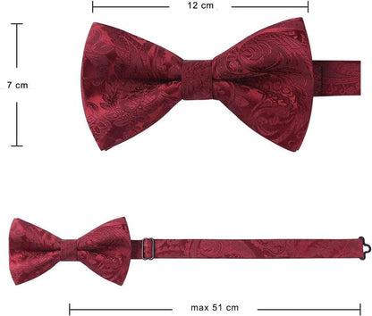 HISDERN Herren Paisley Fliege Set mit Manschettenknöpfe, vorgebunden, verstellbar