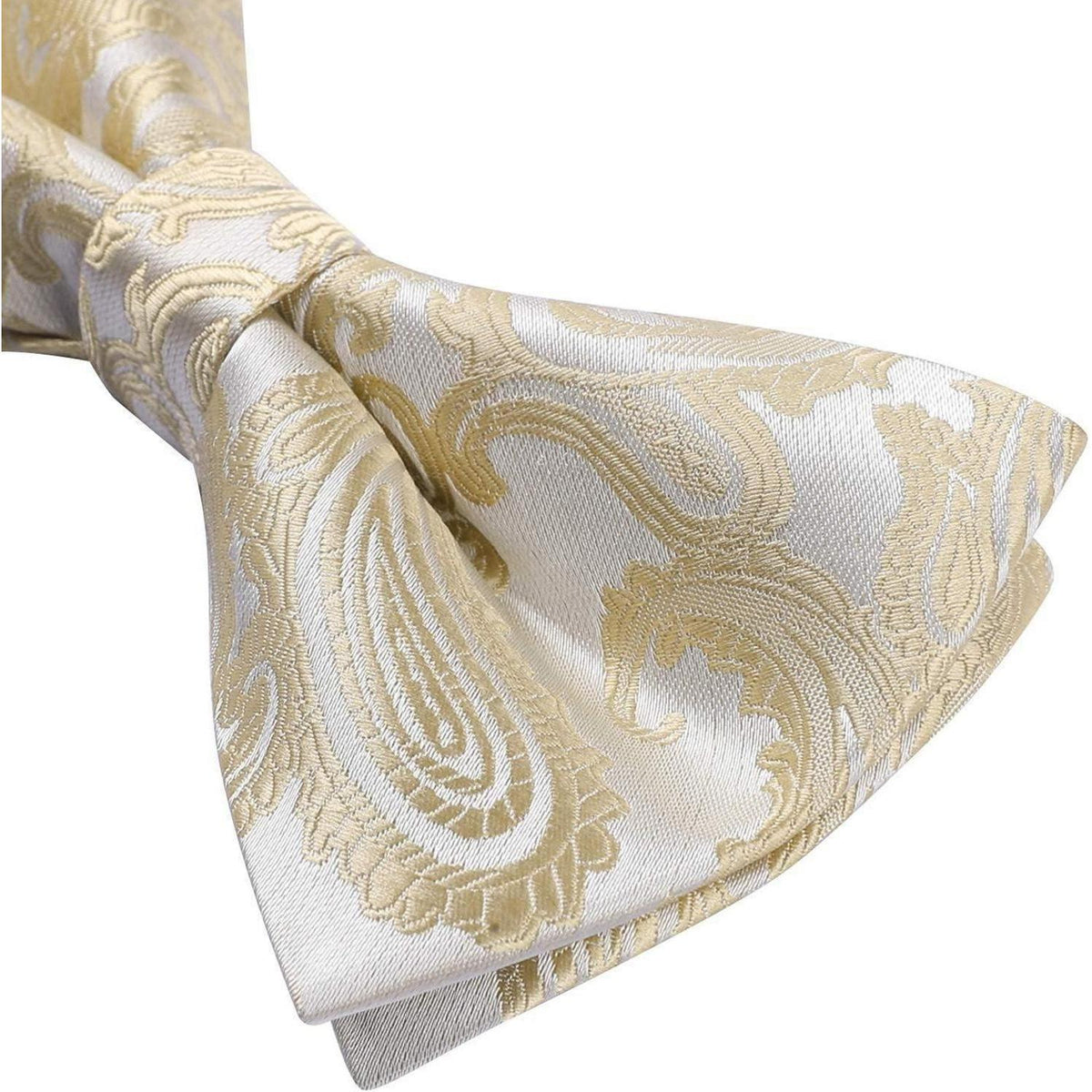 Paisley Fliegen-Set mit Einstecktuch und Manschettenknöpfen, Beige