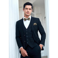 Herren Paisley Fliegen-Set mit Einstecktuch und Manschettenknöpfen, Gold