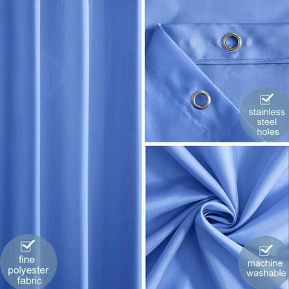 Duschvorhang Überlänge Anti-Schimmel Blau Polyester 180x210cm 12 Haken waschbar