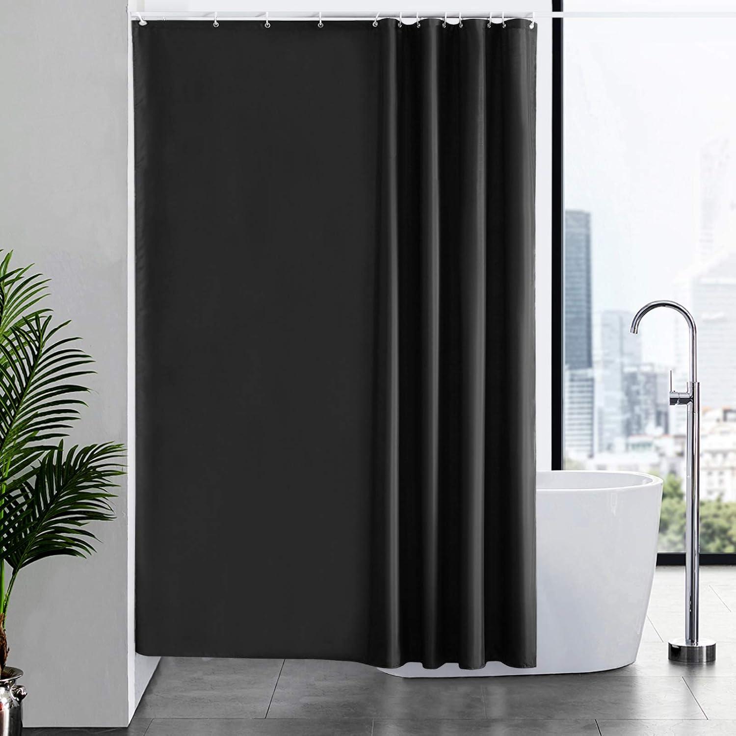 180x200 Duschvorhang aus Stoff Anti-schimmel waschbar Schwarz