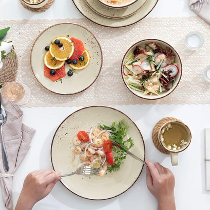 Vancasso Navia 48-teilig Geschirrset Steingut Vintage beige