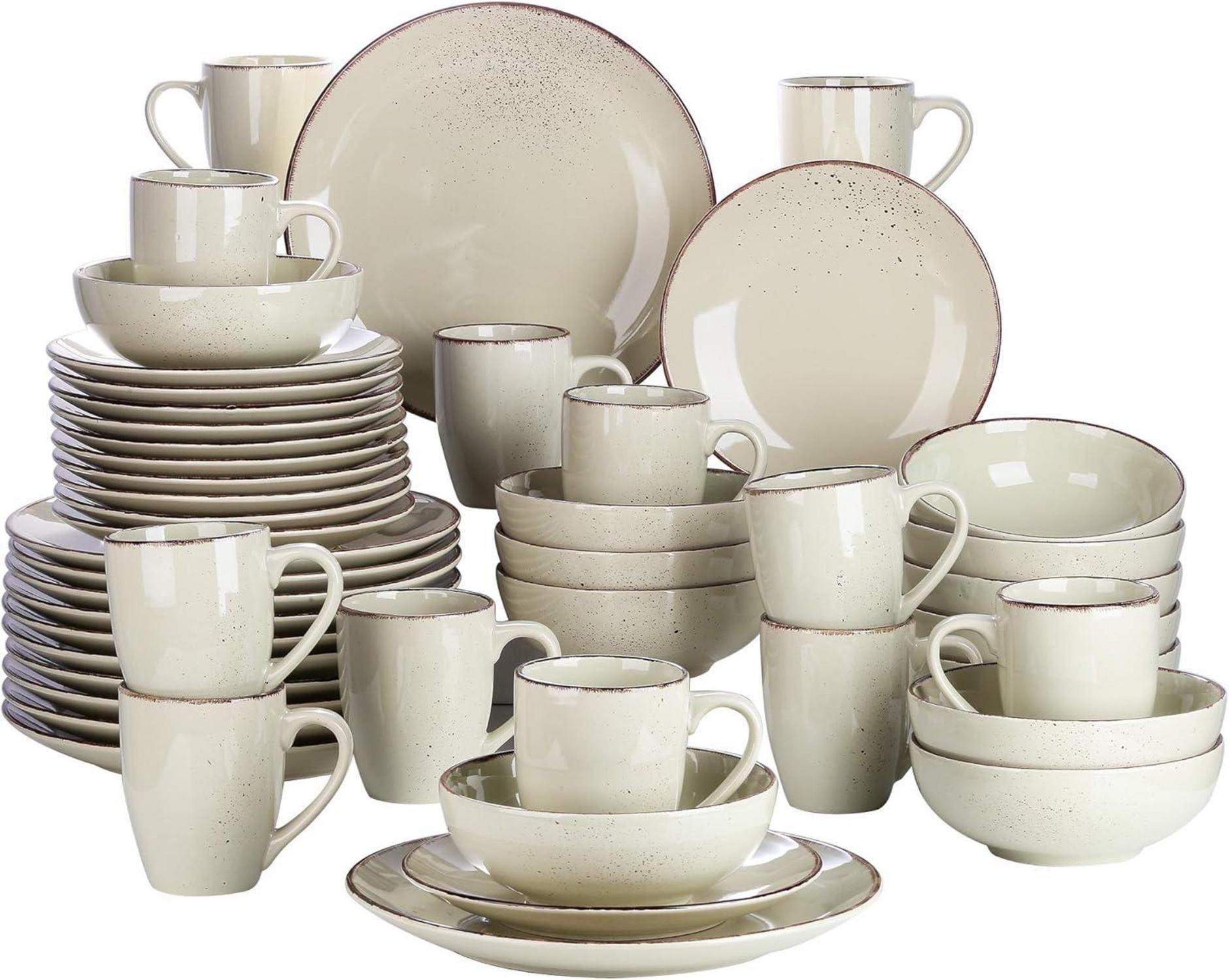 Kombiservice Set Steingut 48 teilig Vintage Design mit Nature