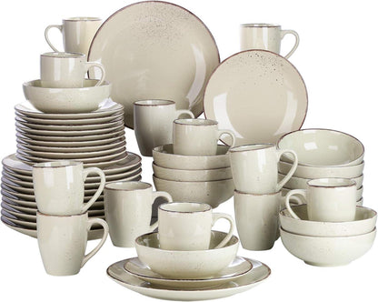 Kombiservice Set Steingut 48 teilig Vintage Design mit Nature