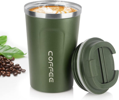 Edelstahlbecher 380ml doppelwandiger Reisebecher grün