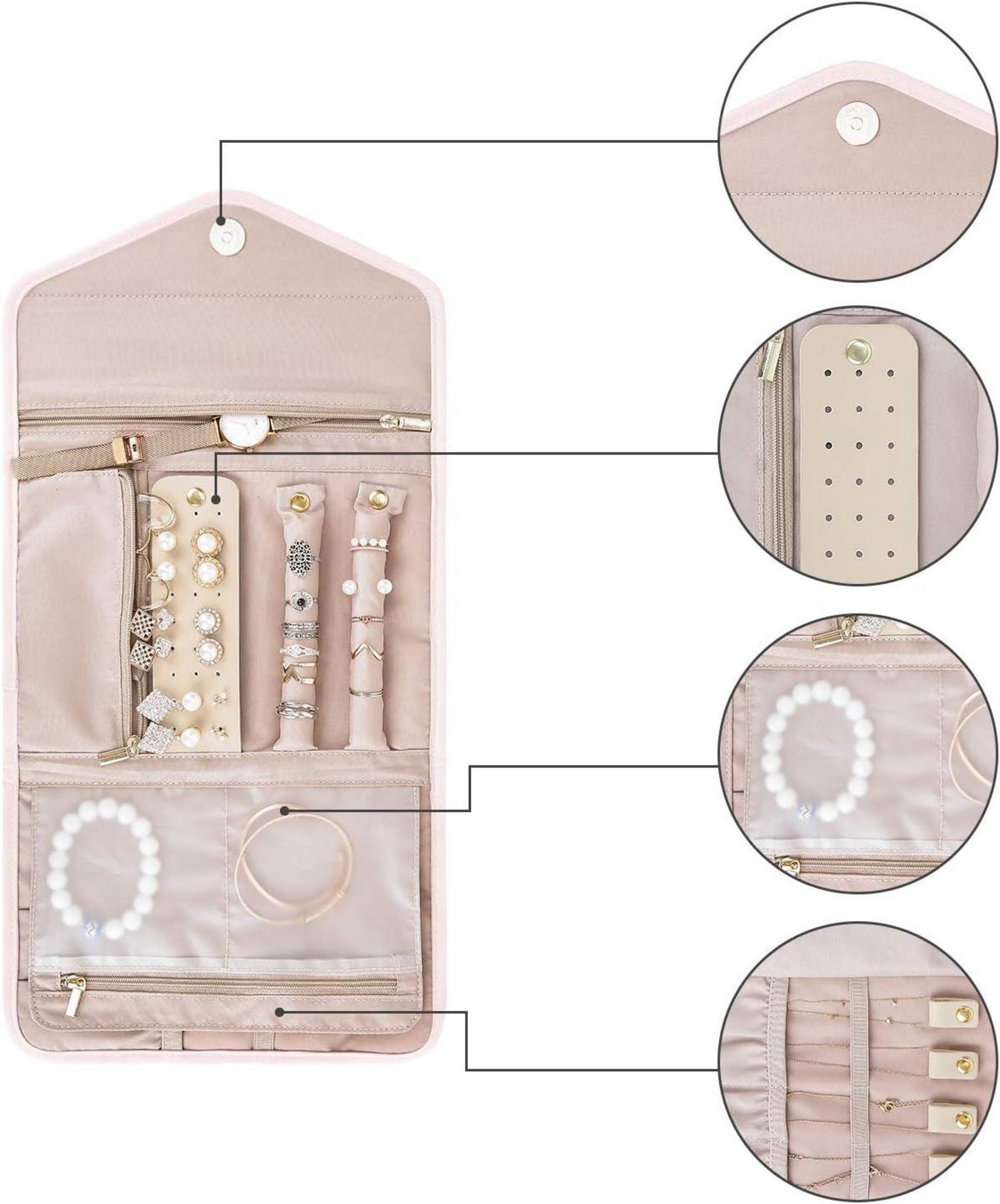 Schmuck Organizer Tasche für Reise Schmuckaufbewahrung in Rosa