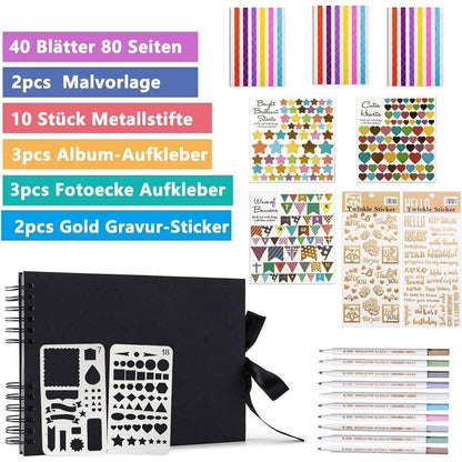 Fotoalbum zum Selbstgestalten Schwarz 80 Seiten 28.5x21cm