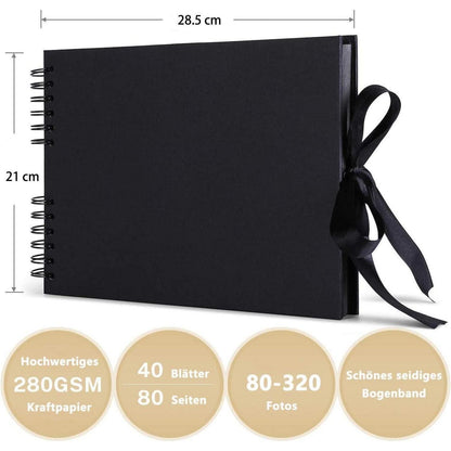 Fotoalbum zum Selbstgestalten Schwarz 80 Seiten 28.5x21cm