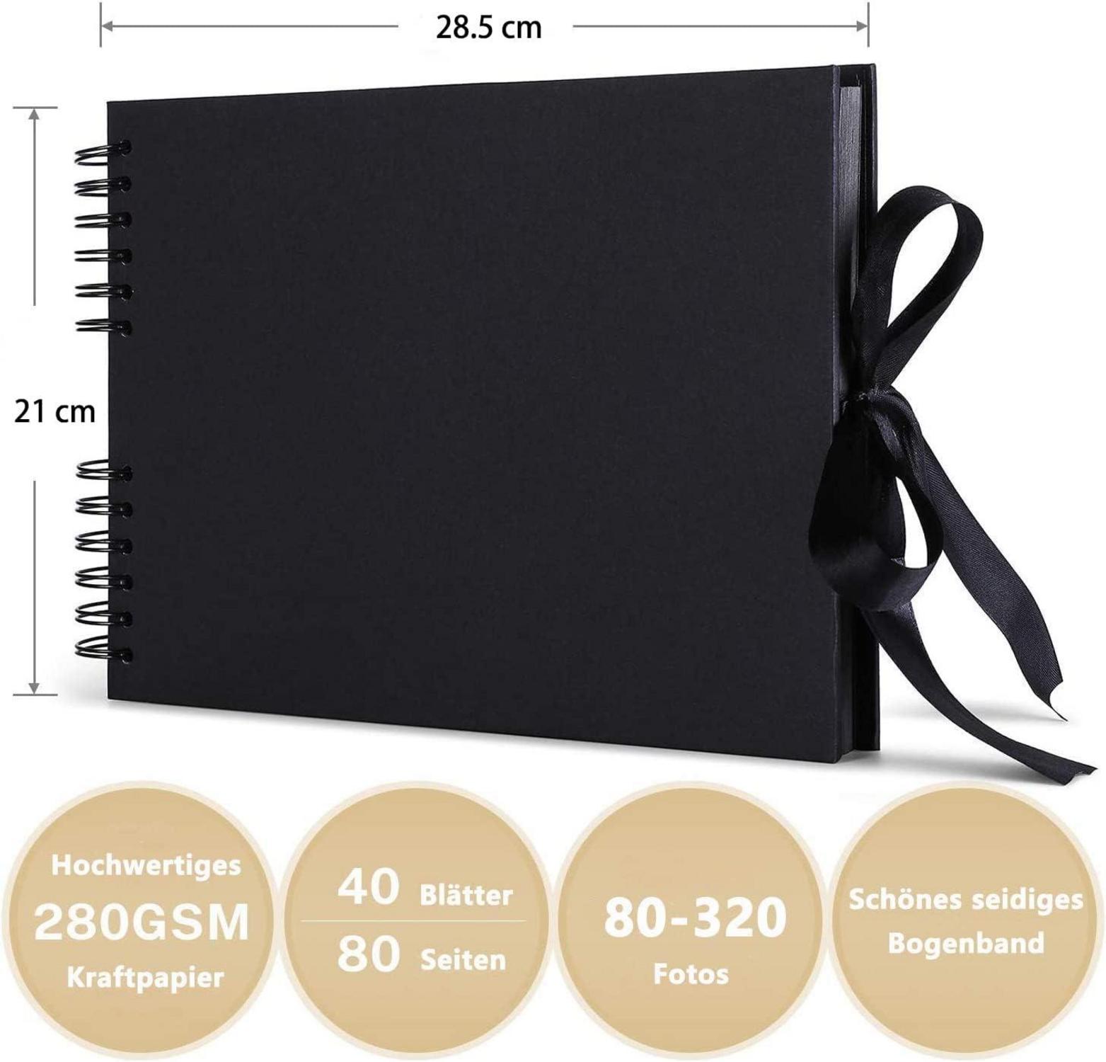 Fotoalbum zum Selbstgestalten DIY Fotobuch 80 Seiten Schwarz