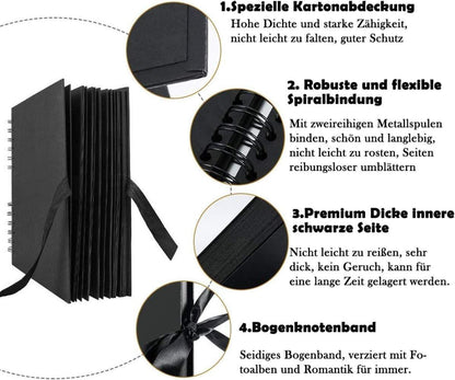 Fotoalbum Selbstgestalten Schwarz 80 Seiten 28.5x21cm - DIY Gästebuch Erinnerungsbuch