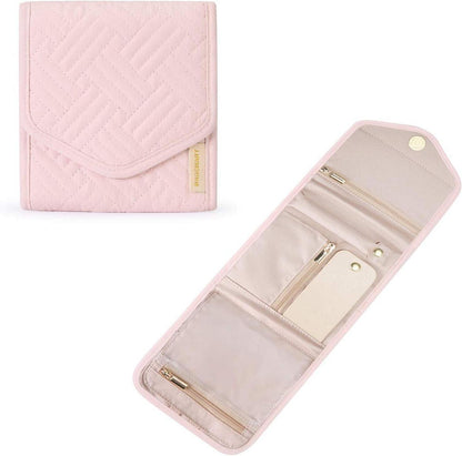 Schmuck Organizer Tasche für Reise Schmuckaufbewahrung Mini Hellrosa