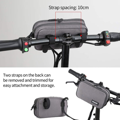 Fahrrad Lenkertasche Vordertasche Multifunktional Grau mit Regenhülle