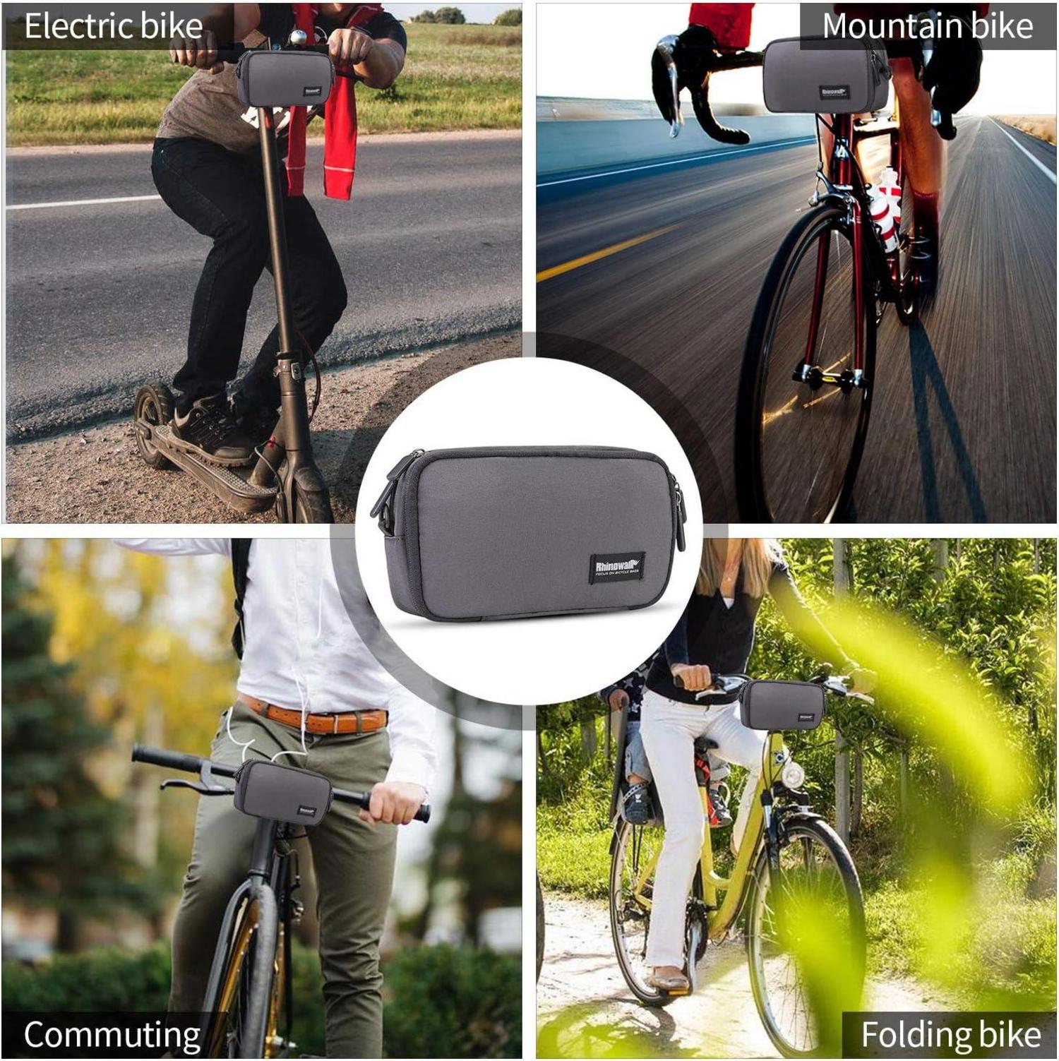 Fahrrad Lenkertasche Vordertasche Multifunktional Grau mit Regenhülle