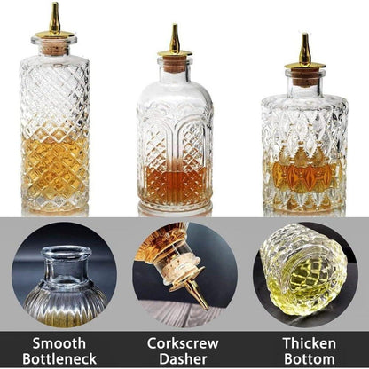 Bitterflasche für Cocktails – 3er Set Glasflaschen mit