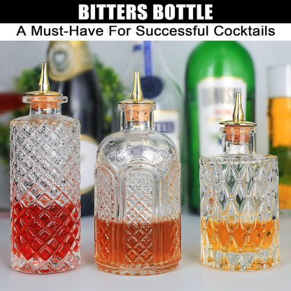Bitterflasche für Cocktails 3-tlg. Glas mit Armaturenbrett-Deckel