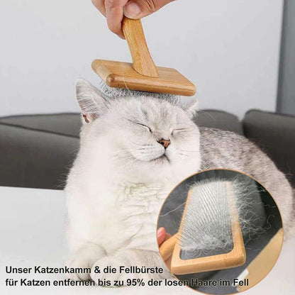 Premium Hundebürste Katzenbürste Holzgriff Entfernt