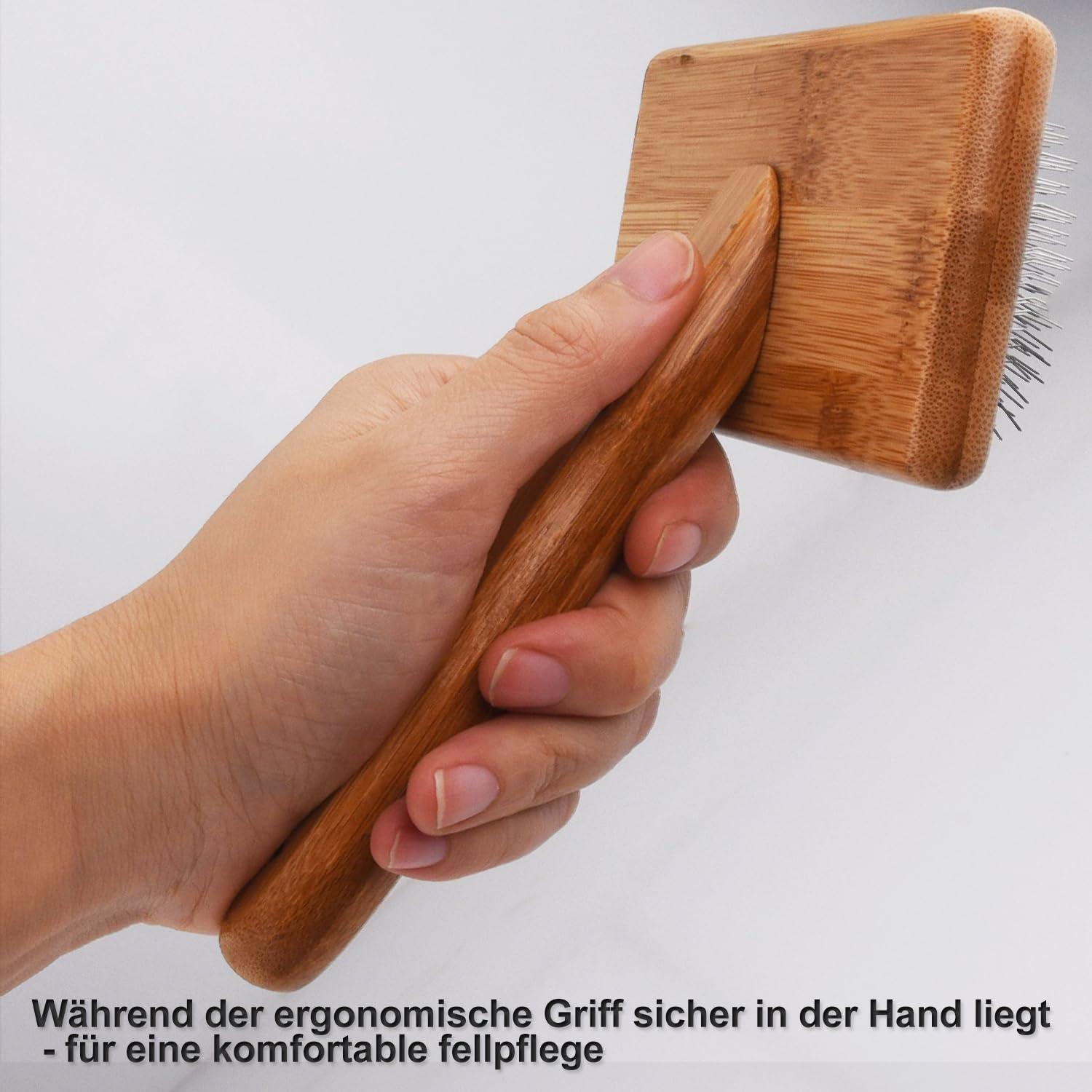 Premium Zupfbürste Hund Katze Holz Knoten Unterfell Kurz Lang Haar Fellpflege