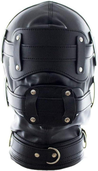 Bondage Maske mit Dildo Mund Gag 3 Schloss Einstellbar SM Kopfmaske